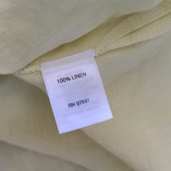 J. JILL PURE JILL | 100% Linen Top Short Sleeves Crew Neck, Yellow, Womens L - Picture 7 of 11